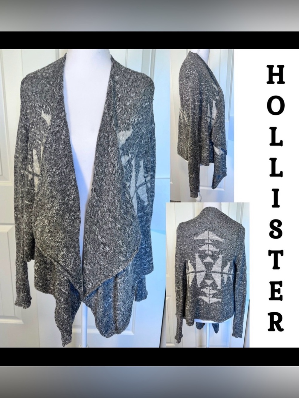 Hollister open front geometric southwest boho western cardigan sweater XS/S